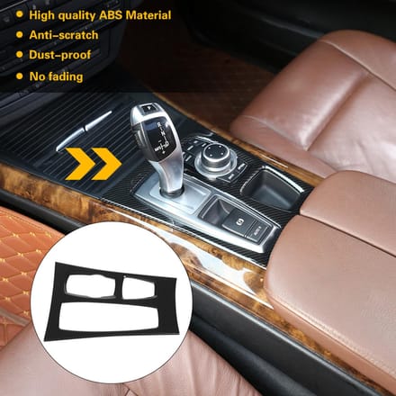 Middenconsole Versnellingspook Paneel Cover Trim in Koolstofvezel Stijl Geschikt voor X5 X6 E70 E71 2010?2013 brown
