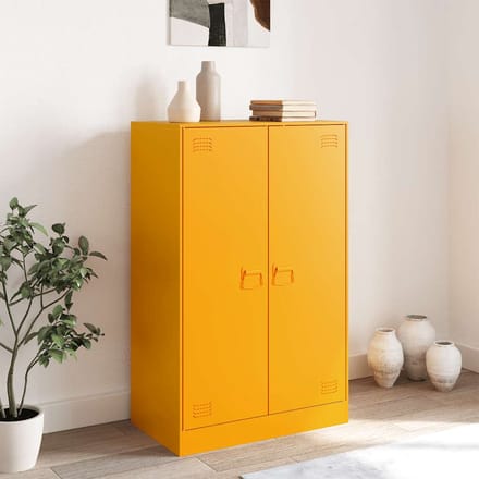 vidaXL - Dressoir - 67x39x107 - cm - staal - mosterdgeel