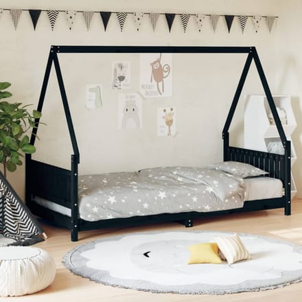 vidaXL - Kinderbedframe - 90x190 - cm - massief - grenenhout - zwart