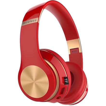 Opvouwbare draadloze Bluetooth-koptelefoon 3D-stereoheadset Headset Ruisonderdrukking Gaming-oortelefoons met microfoon rood