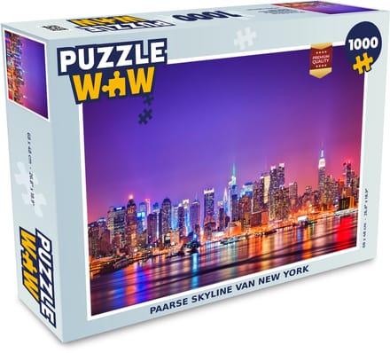 Puzzel New York - Skyline - Paars - Legpuzzel - Puzzel 1000 stukjes volwassenen