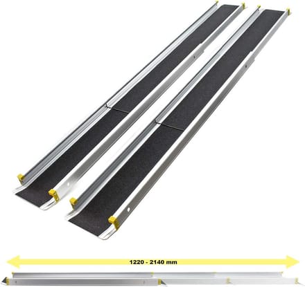 Set van 2 Uitschuifbare Oprijrampen 270 kg met Antislip en Zijranden