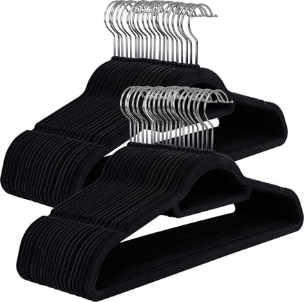 Hoppa! Kledinghangers 50 Stuks - Zwart - Fluweel