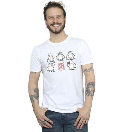 Disney Heren Big Hero 6 Baymax Veel houdingen T-Shirt (Wit)