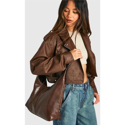 boohoo Dames Western Gesp Slordige Draagtas | Dark Brown