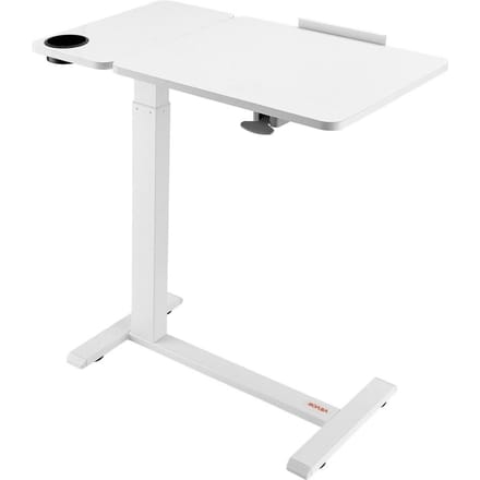 Table de lit Bureau de chevet avec plateau rabattable Roulettes et porte-gobelet Blanc