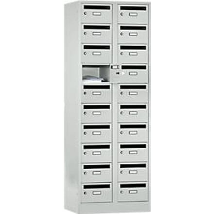 Postverdeelkast, met inwerpgleuf, 2 compartimenten, veiligheidscilinderslot, lichtgrijs