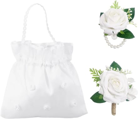 Bruiloft Accessoires Set - Bruids Corsage Armband - Bruiloft Versiering - Gesimuleerde Parel Juwelen - 21 x 20 cm - Wit
