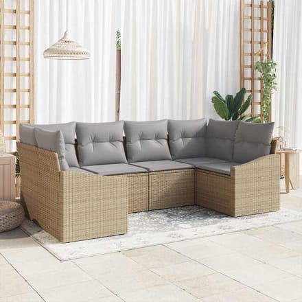 vidaXL Bankstel 6 st Beige poly rattan
