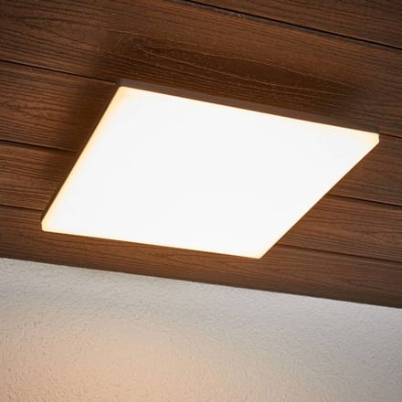 Lucande LED plafondlamp Henni, IP65, sensor, 30x30 cm, antraciet