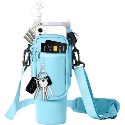 Waterfles draagtas Verstelbare schouderband Waterfleshouder Tas met telefoonvak Bekeraccessoires