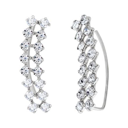 WeLoveSilver - ear climber - zilver - dubbele rij kristallen