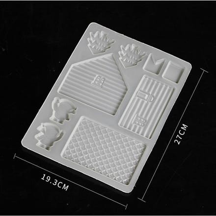 3D Huisdeur DIY Siliconen Fondant Mal Taartdecoratie Chocolade Uitsteker Mal gray