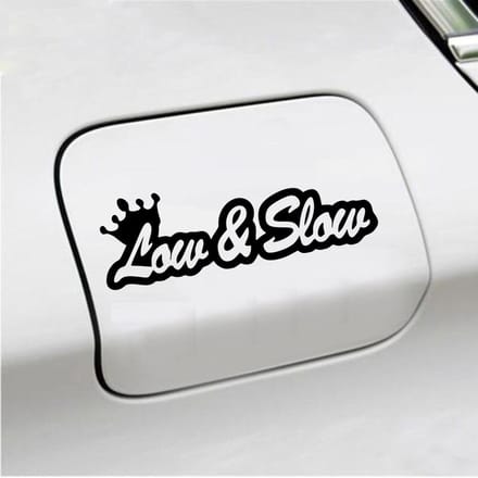 Bumpersticker - Low & Slow - 4,8 X 14,8 - Zwart