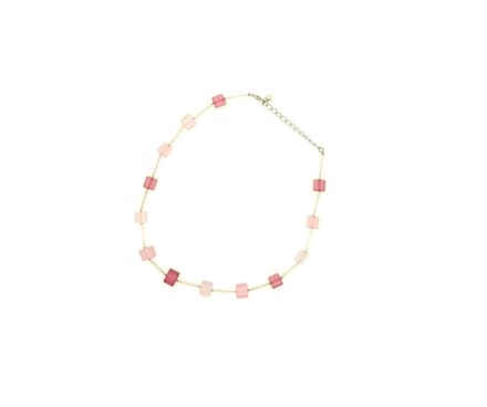 Behave - Dames Blokjes Ketting Roze Kralen - Mode Statement Ketting - Nikkelvrij