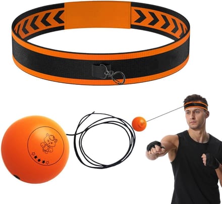 Boksbal Hoofdband - Reflexbal Training - Verbeteren Coördinatie - Drie Bal Gewichten - Verstelbaar - Oranje