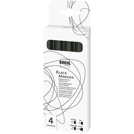 KREUL Black Marker, zwart, set van 4