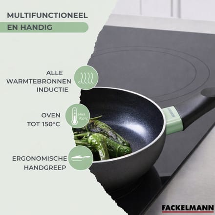 Set keramische antiaanbakpan 30 cm en 6 keukengerei Fackelmann Brandao