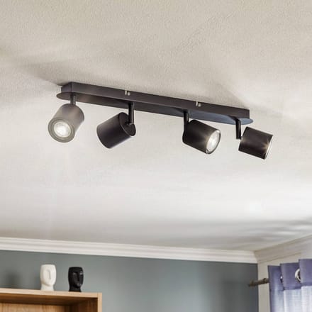 Luminex Plafondspot Modo van metaal, zwart, 4-lamps