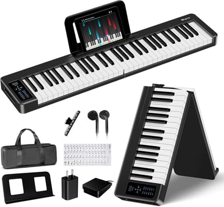 Inklapbaar Digitale Piano Keyboard met 61 Toetsen, Draagbaar en Lichtgevoelig
