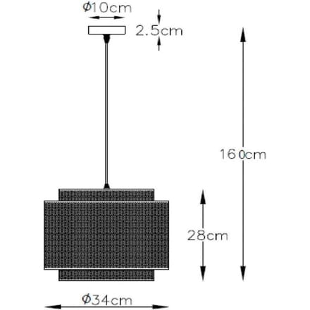 Lucide ORRIN - Hanglamp - Ø 34 cm - 1xE27 - Zwart