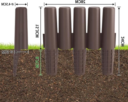 Tuinperkrand - Gazonrand palissade - Tuin decoreren - Flexibel insteeksysteem - 28 meter - Bruin