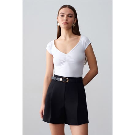 Vrouwen Slim Fit V-Hals Katoenen T-Shirt