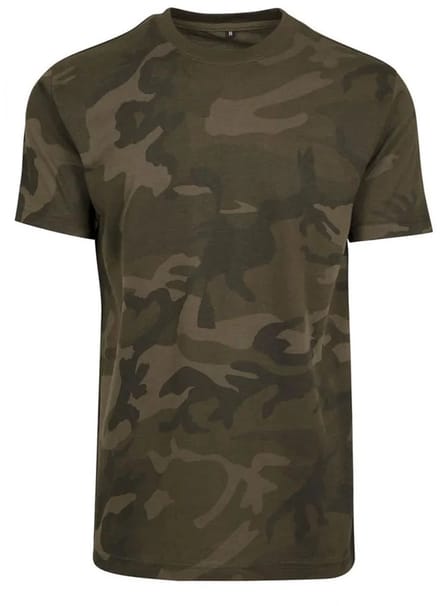 Build your Brand Camo Round Neck Tee BY109 - Olive Camo - 5XL