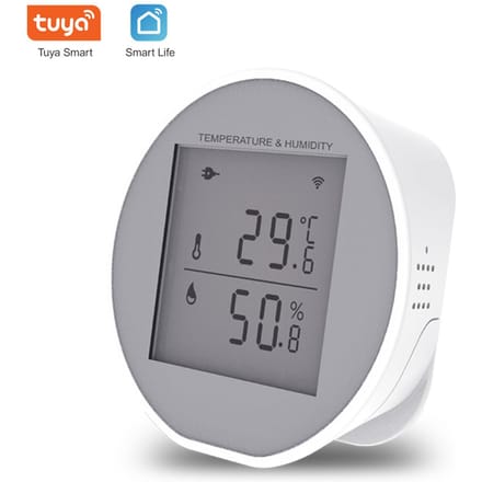 Slimme WiFi-temperatuur-vochtigheidsmonitor Draadloze temperatuur-vochtigheidssensor TUYA APP-melding wit