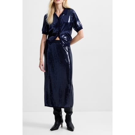 French Connection Hannah Sequin Midi Skirt Navy Taglia: S | Minigonne Outlet | Donna | Blu