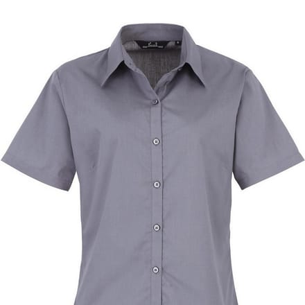 Premier Popeline blouse met korte mouwen / Gewoon werkoverhemd (Staal)