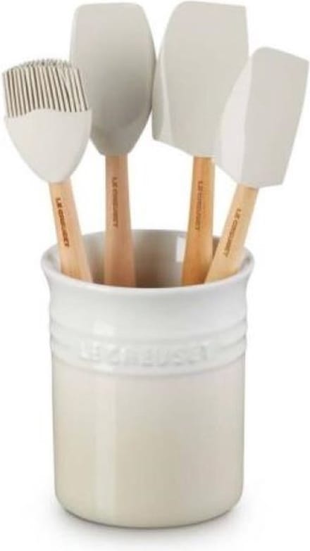 Le Creuset - Spatelset - Met spatelpot - Aardewerk - 5-delig - Meringue
