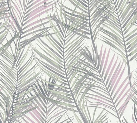 PALMBLADEREN BEHANG | Botanisch - grijs groen wit roze - A.S. Création Attractive 2