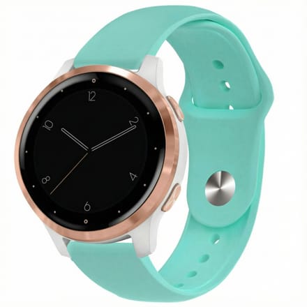 Siliconen Sport bandje - Universeel 18 mm aansluiting - Geschikt voor o.a. Garmin Venu 3S / 2S, Forerunner 265S / 255S, Vivoactive 4S, Huawei Watch GT 4 41 mm, Fossil Gen 6 42 mm - Mintgroen