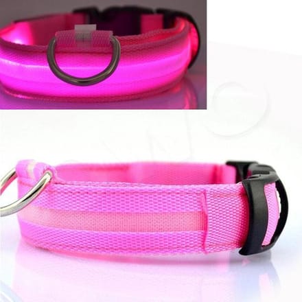 OWO - Honden halsband met led verlichting - roze/large 42-53cm