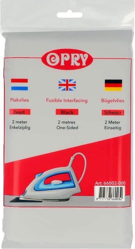 Opry Plakvlies 90 x 200 cm Opstrijkbaar Zwart