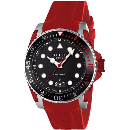 Gucci YA136309 Dive zwarte wijzerplaat siliconen herenhorloge
