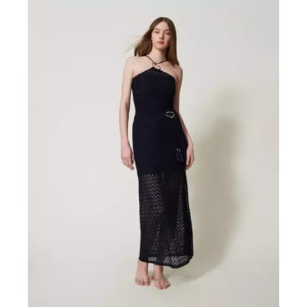 Twinset GONNA LUNGA A TUBINO/ Gehaakte midi-rok Blue S