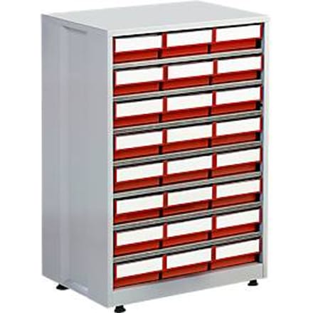 Schuifladestelling, met 24 schuifladen, rood