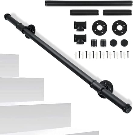 Trapleuning Leuningdrager Gepoedercoat Outdoor Indoor Diameter 32 mm Zwart Lengte 100cm