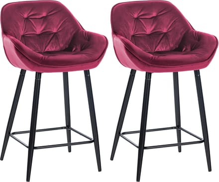 CLP Gibson 76 Set van 2 barkrukken - Met armleuning - Met rugleuning - Fluweel - Velvet - purper