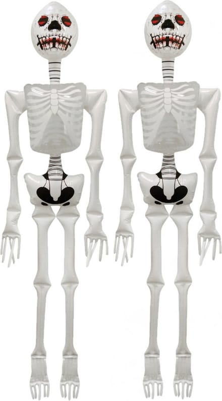 Opblaasbaar skelet - 2x - Halloween - zwart/wit - 183 cm