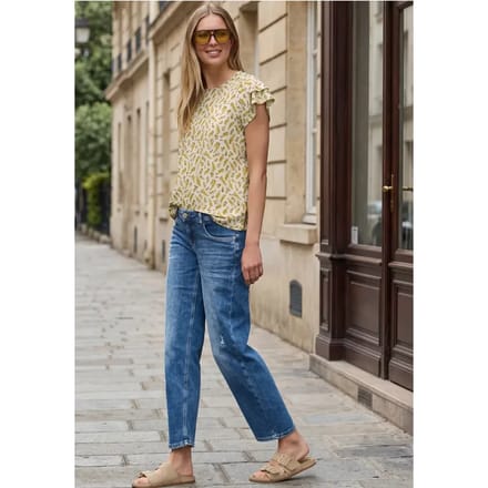 Shirt met volantmouwen en print