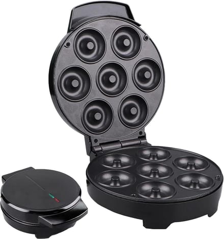 Donut Maker Machine - Donut Pan - Snacks Maken - Dubbelzijdige Verwarming - 7-gaats - Zwart