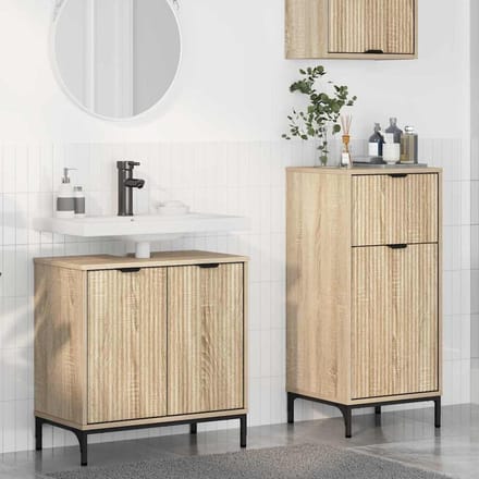 vidaXL - Badkamermeubel - Set - 2 - pcs - Sonoma - Eik - Samengesteld - Hout - en - Metaal