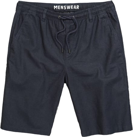 Men Plus - Heren - bermuda van linnenmix Relaxed Fit elastische tailleband - Navy blauw - Maat 3XL