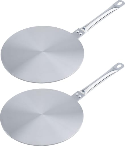Set van 2x stuks RVS inductie adapterplaten 20 cm - Kookplaat beschermer/adapter