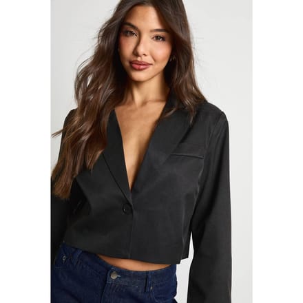 boohoo Dames Boxy Crop Blazer | Black | Maat: 14