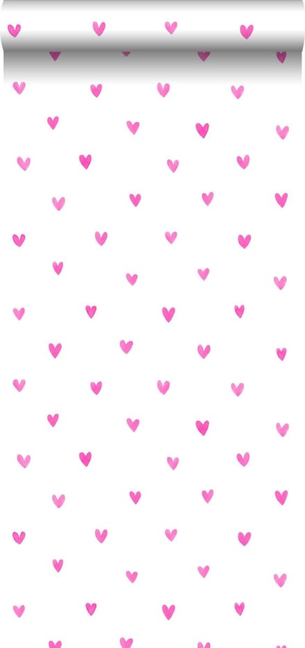 Walls4You behang confetti hartjes roze en wit - 935292 - 0,53 x 10,05 m