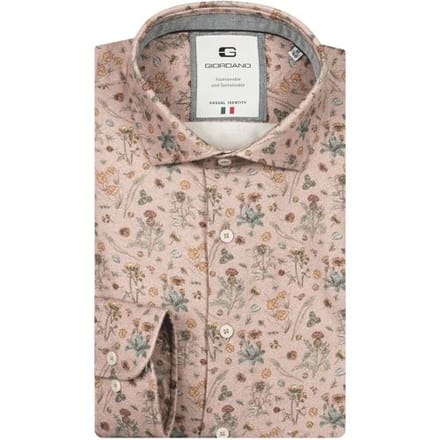 Giordano Overhemd Row Cutaway Brushed Botanical Pattern Light Mauve-Multi / male